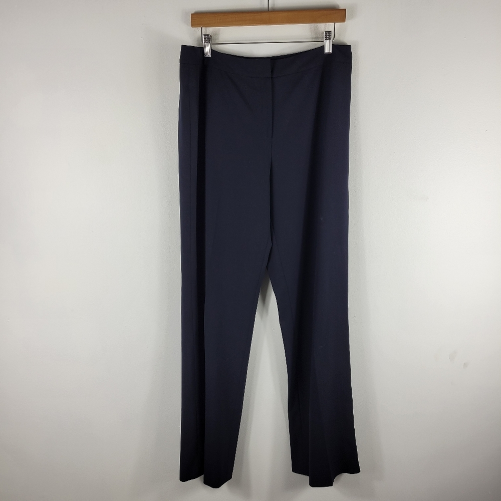 Lafayette 148 Wool Stretch High Waist Pleated Straight Leg Trouser Pants